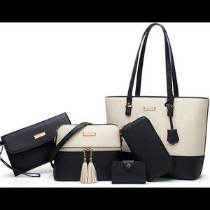 5 Pcs Satchel Purses and Handbags for Women Shoulder Tote Bags Synthetic Leather